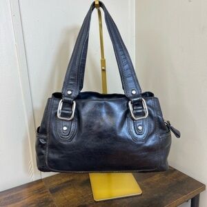 Classic Black Leather Shoulder Bag